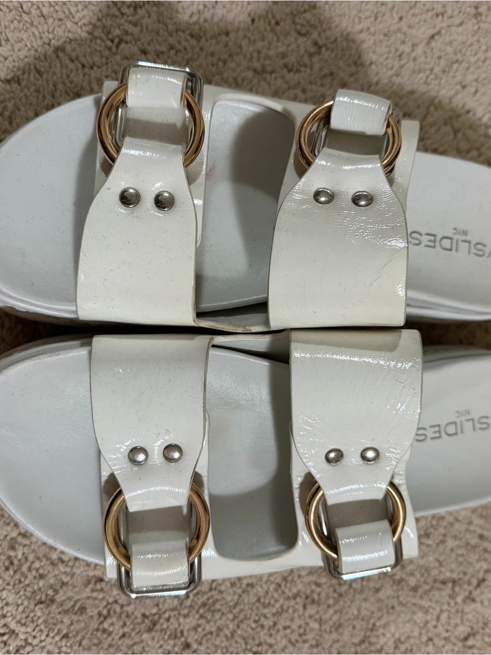 JSLIDES Women's Sandals with Gold Ring Accent